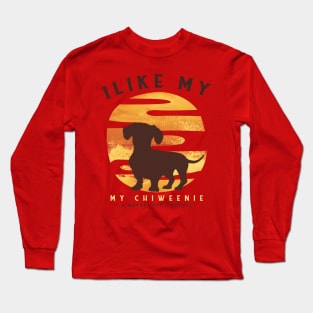 I Like My Chiweenie and Maybe 3 People Chihuahua Dachshund Retro Gift for Dog Lover Long Sleeve T-Shirt